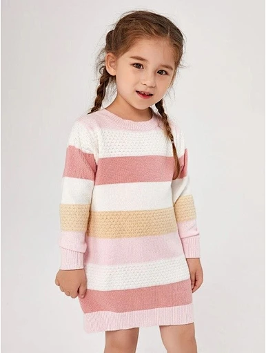 MERRY Toddler Girls Colorblock Sweater Dress