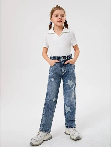 MERRY Teen Girls Raw Cut Bootcut Leg Jeans