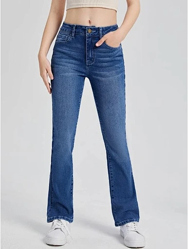 MERRY Teen Girls Raw Cut Bootcut Leg Jeans