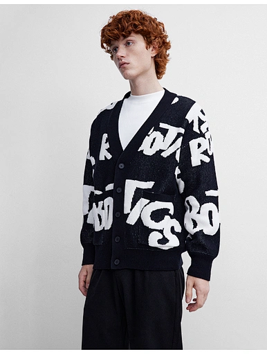 MERRY Men's letter sweater knitted jacket