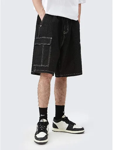 MERRY Men Slant Pocket Bermuda Denim Shorts