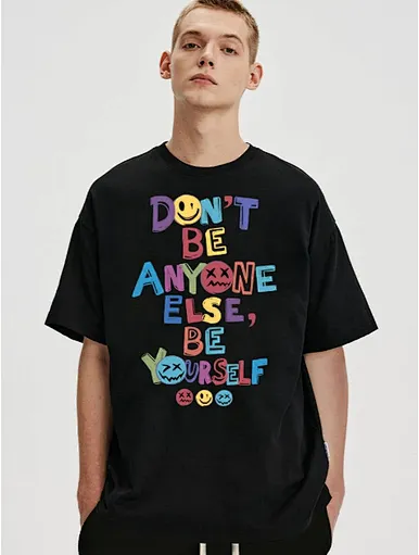 MERRY Men Slogan & Cartoon Face Print Drop Shoulder Tee