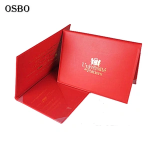 Custom Graduation Diploma Cover A4 Leather Certificate Folder Holder