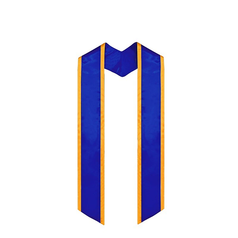 High Quantity Golden With Royal Blue Graduation Stole and Sash with Trim