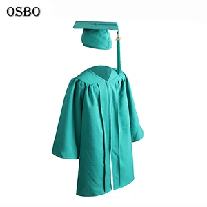 2019 light green wholesale children Cheap graduation gown set with cap