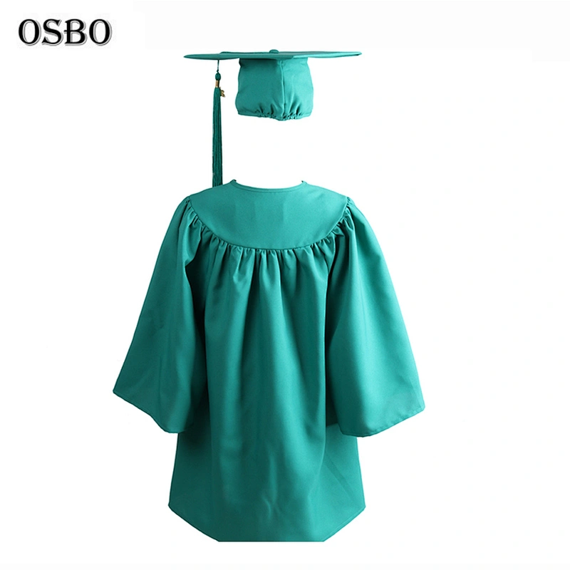 2019 light green wholesale children Cheap graduation gown set with cap