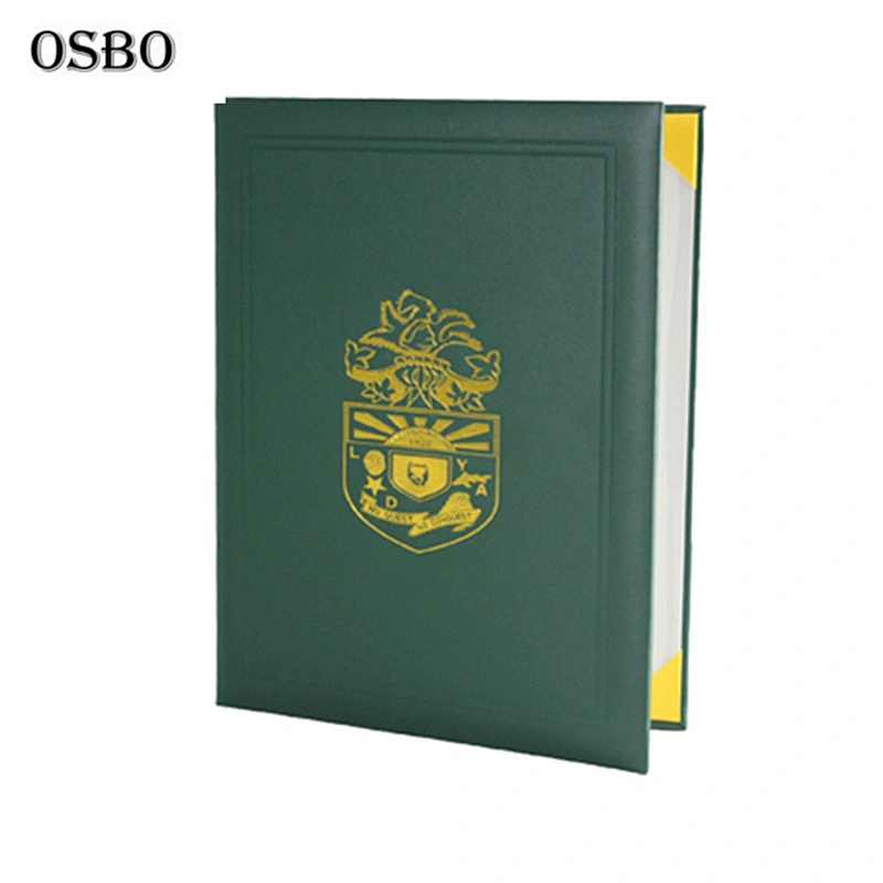 A4 Customized Pu Leather Paper A5 Diploma Certificate Cover Holder