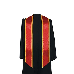 Wholesale High Quantity Golden With Red  Graduation Stole and Sash with Trim for adult