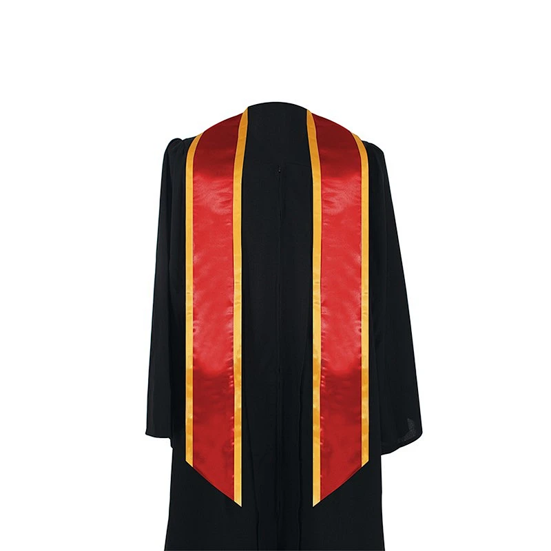 Wholesale High Quantity Golden With Red  Graduation Stole and Sash with Trim for adult