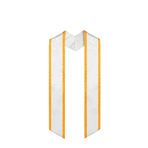Wholesale High Quantity Golden With White Graduation Stole and Sash  with Trim