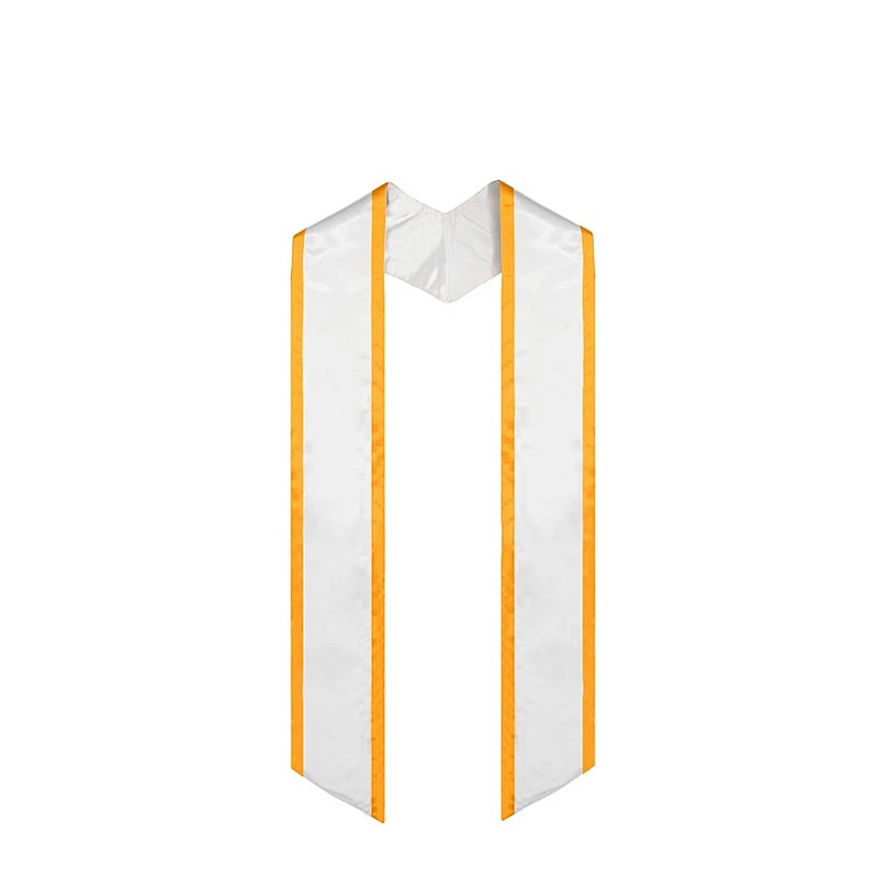Wholesale High Quantity Golden With White Graduation Stole and Sash  with Trim