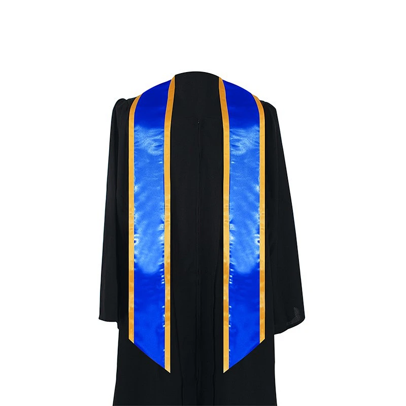 High Quantity Golden With Royal Blue Graduation Stole and Sash with Trim