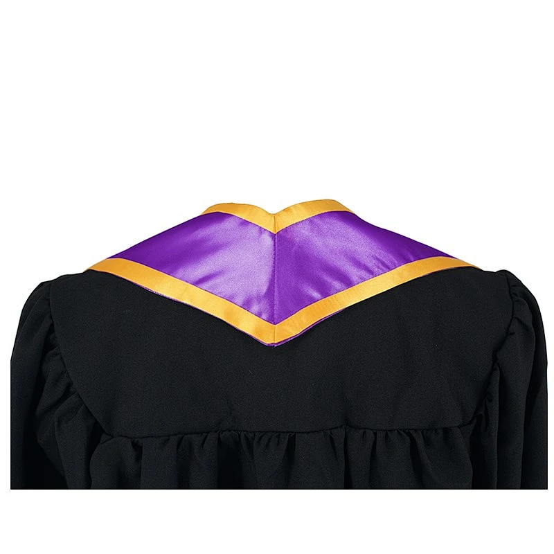 2019 New Design Golden With Purple Graduation Stole and Sash with Trim
