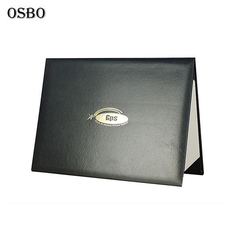 Custom Logo Cheap Price Leather certificate Holder Diploma Cover With Gold Foil Print
