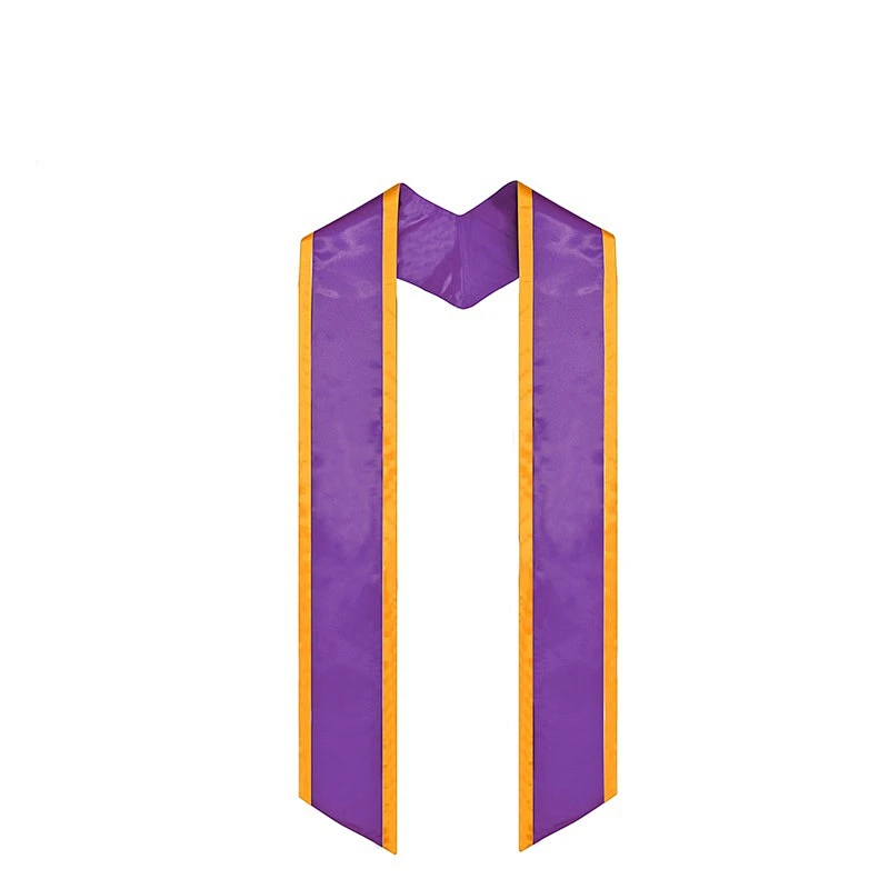 2019 New Design Golden With Purple Graduation Stole and Sash with Trim