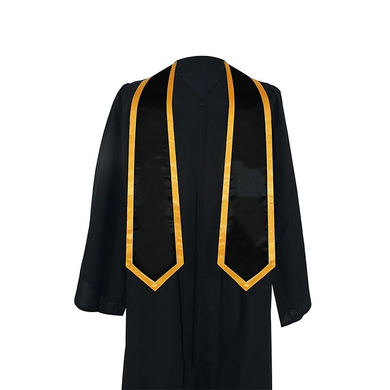 Hot sell Golden With Black Graduation stole and Sash for adult