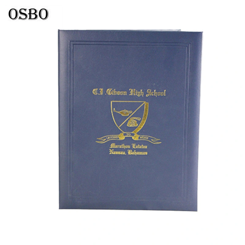 A4 Customized Pu Leather Paper A5 Diploma Certificate Cover Holder