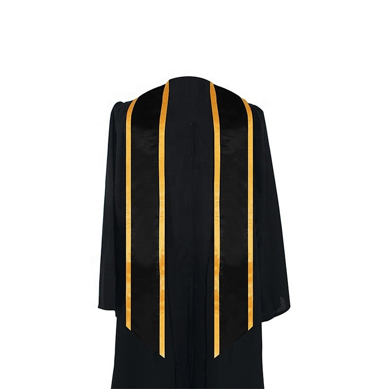 2019 Hot Sell Wholesale High Quantity Golden With Black Graduation Stole and Sash  with Trim