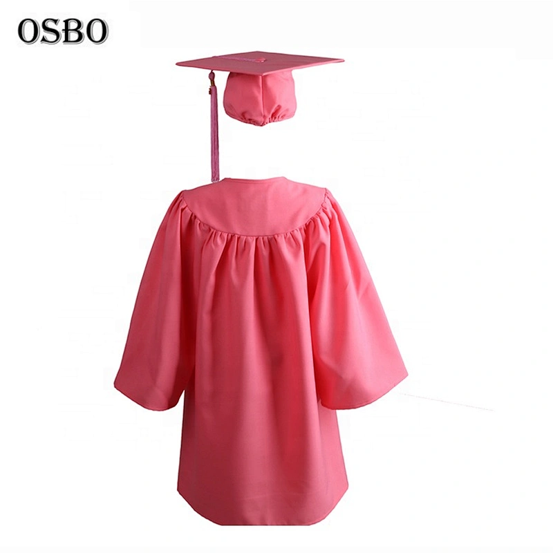 2019 Pink wholesale hot sell children graduation gown robe set with cap
