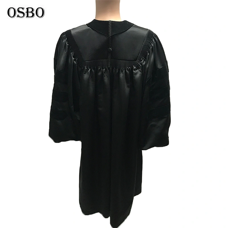 Wholesale black graduation gown high school doctor graduation gown