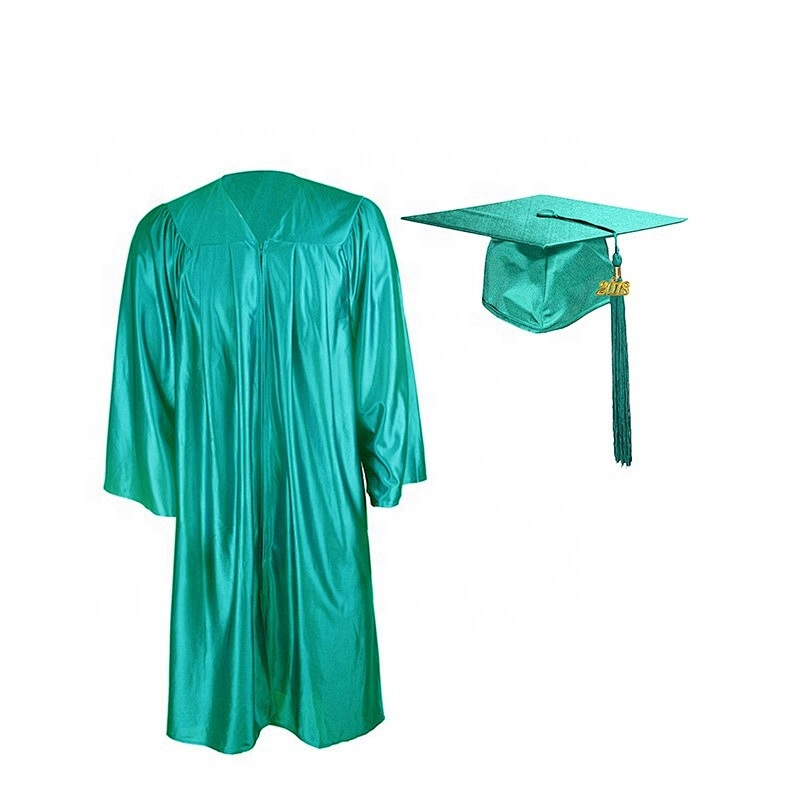 2019 hotsale Children Emerald Green Shiny Graduation Cap Gown With Tassel
