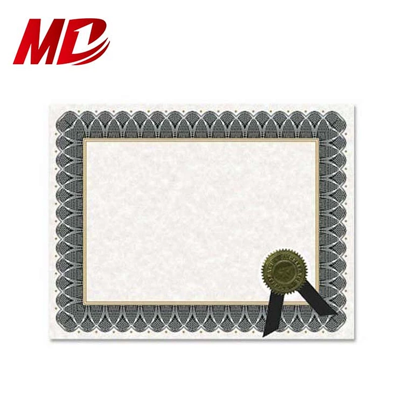 green color pattern Certificate Paper with sticker in Certificate cover