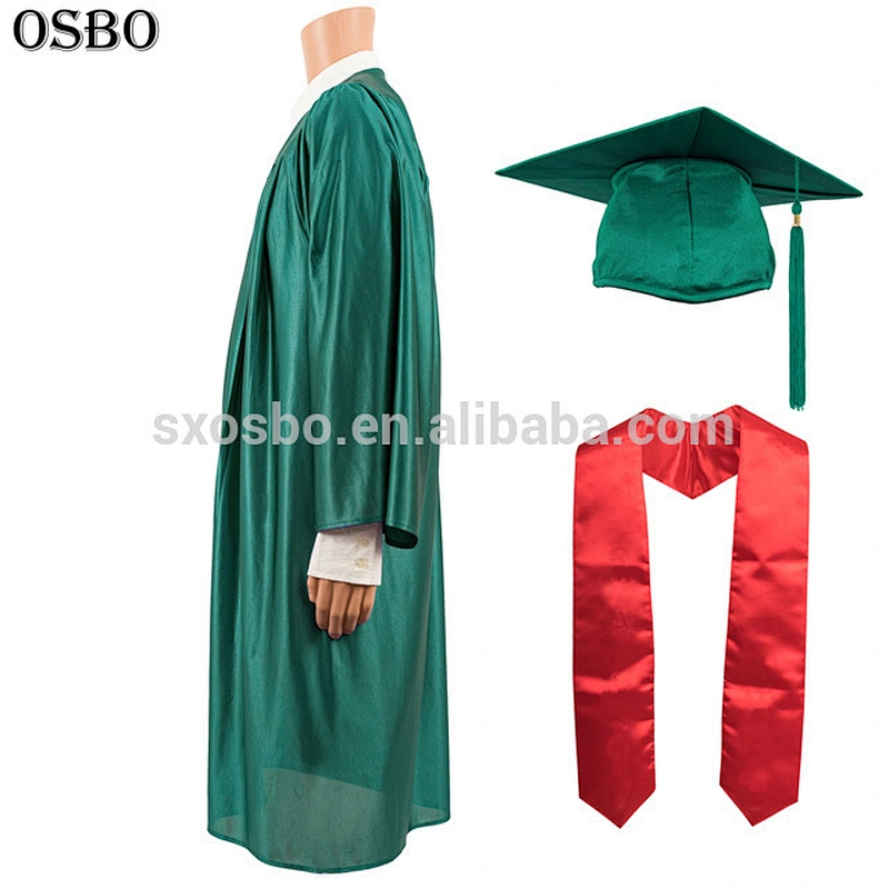 Wholesale Custom High Quality College University Academic Cap Green Graduation Gown for School