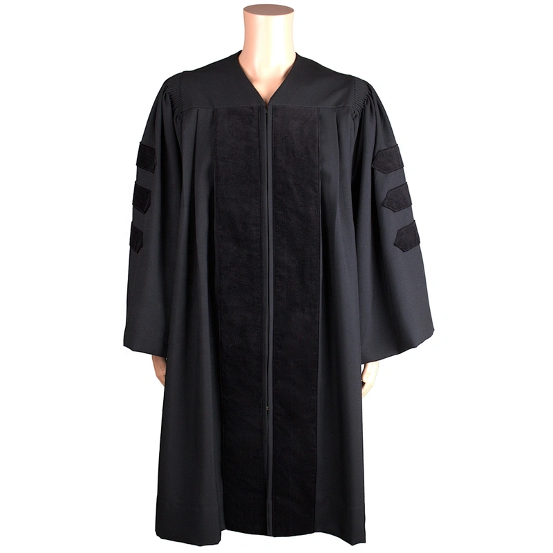 high quality black matte with velvet  doctoral church pulpits clergy/Pastor robes