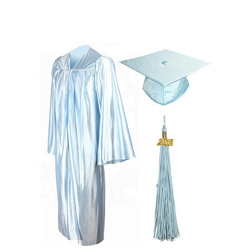 Hot Sells Graduation Cap Gown Shiny With Navy Blue