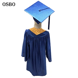 Wholesale kindergarten pattern blue kids children graduation gown and cap