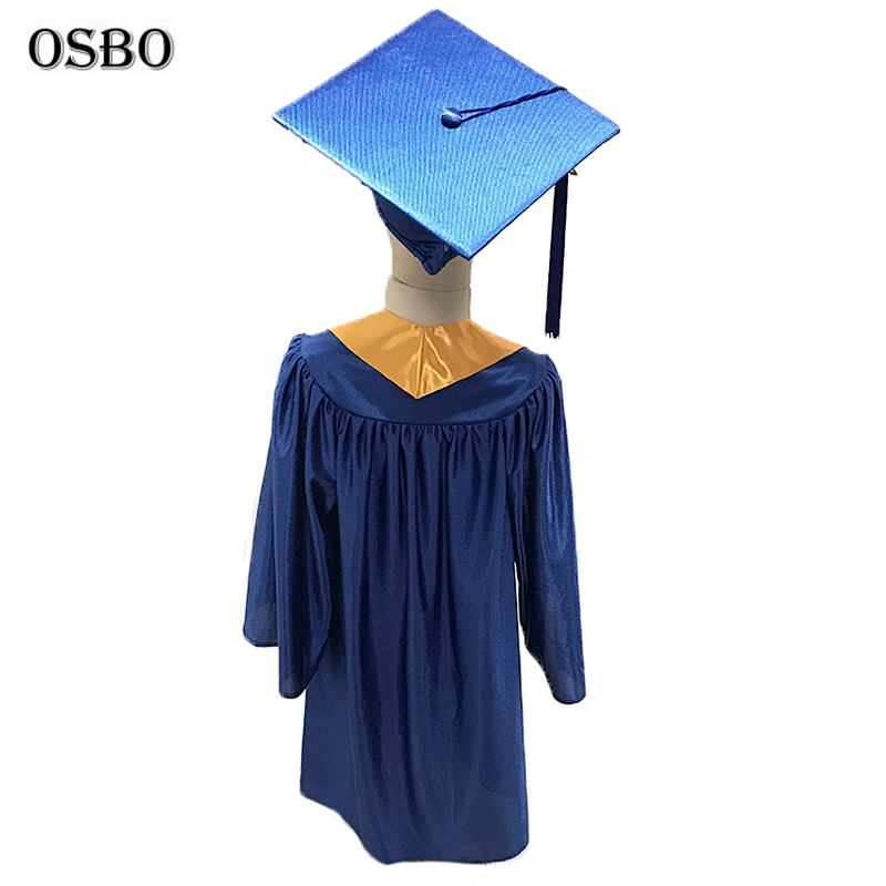 Wholesale kindergarten pattern blue kids children graduation gown and cap