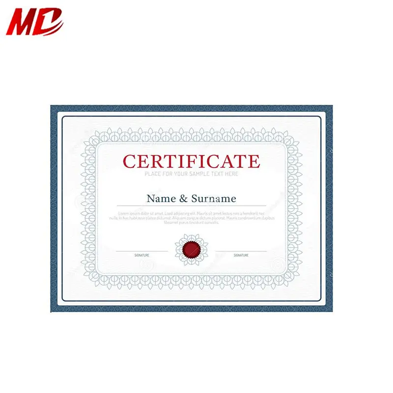 Gold Foil Hot Stamping A4 Award Degree Certificate Printing Paper