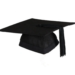 UK Plain adult  black matte Bachelor Graduation Gown With Mortarboard Foldable