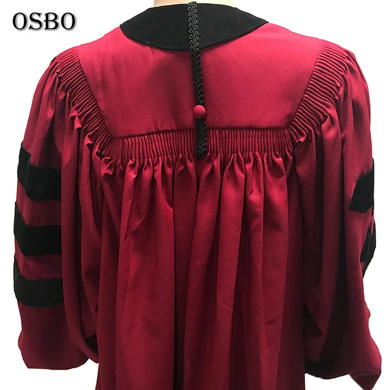 Back master graduation gown doctoral clergy robes