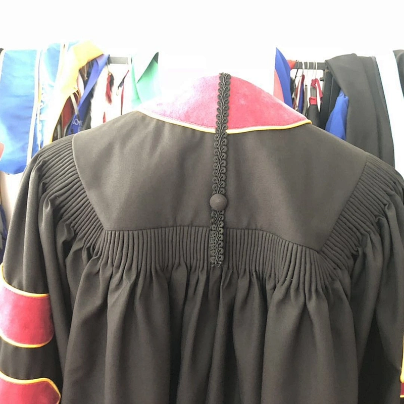 New Design High Quality Custom Maroon with Black Doctoral Bachelor Graduation Gowns with our Logo