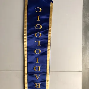 High Quality University Graduation Embroidery Slanted stole sash with trim