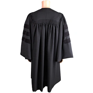 high quality black matte with velvet  doctoral church pulpits clergy/Pastor robes
