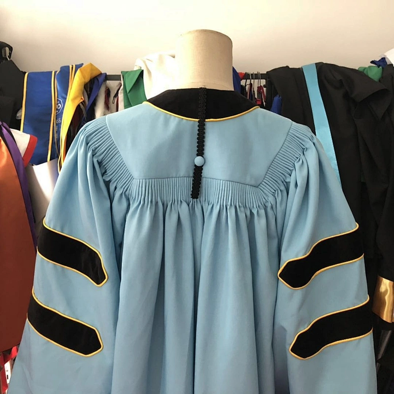Custom Sky Blue With Black University Doctoral Bachelor Graduation Gowns with your Logo