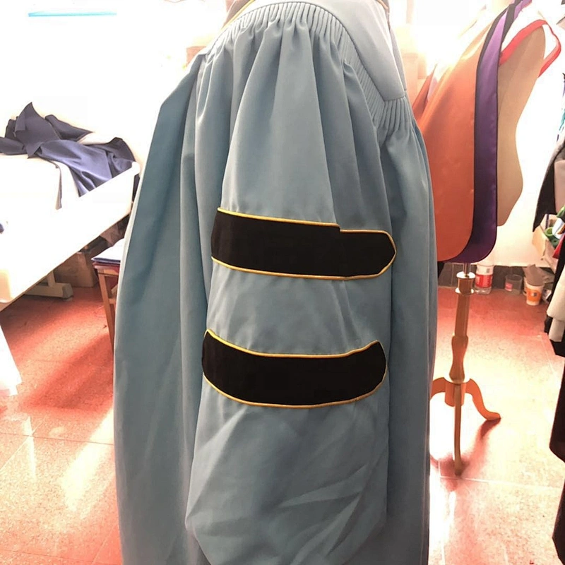 Custom Sky Blue With Black University Doctoral Bachelor Graduation Gowns with your Logo