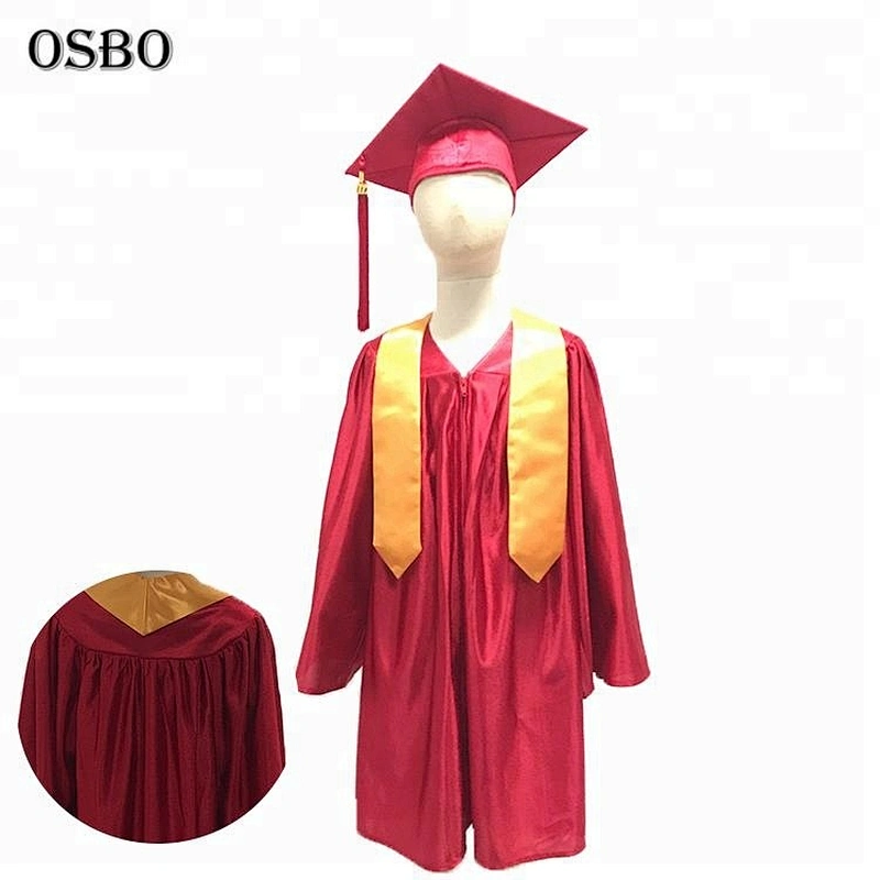 Wholesale kindergarten pattern blue kids children graduation gown and cap
