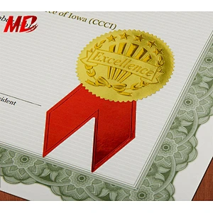 green color pattern Certificate Paper with sticker in Certificate cover
