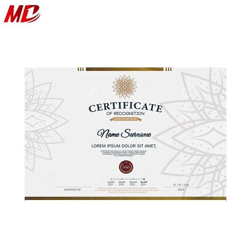 Gold Foil Hot Stamping A4 Award Degree Certificate Printing Paper