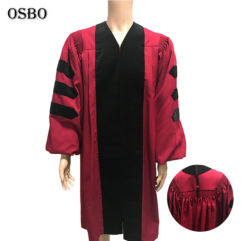 Back master graduation gown doctoral clergy robes
