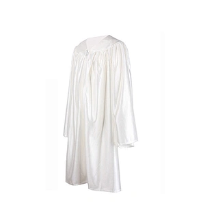 100% Shiny Polyester White Robe Child Graduation Gown and Cap