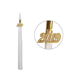 100% Shiny Polyester White Robe Child Graduation Gown and Cap
