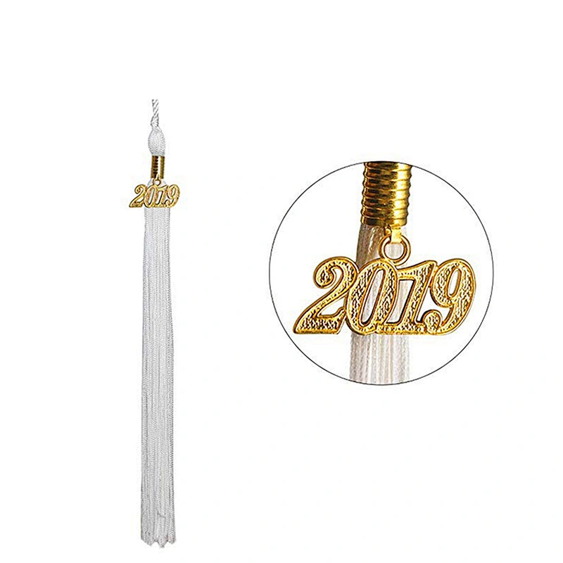 100% Shiny Polyester White Robe Child Graduation Gown and Cap