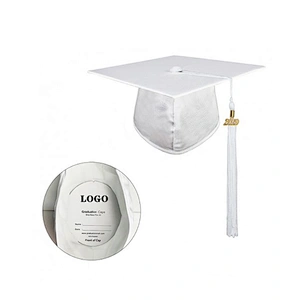 100% Shiny Polyester White Robe Child Graduation Gown and Cap