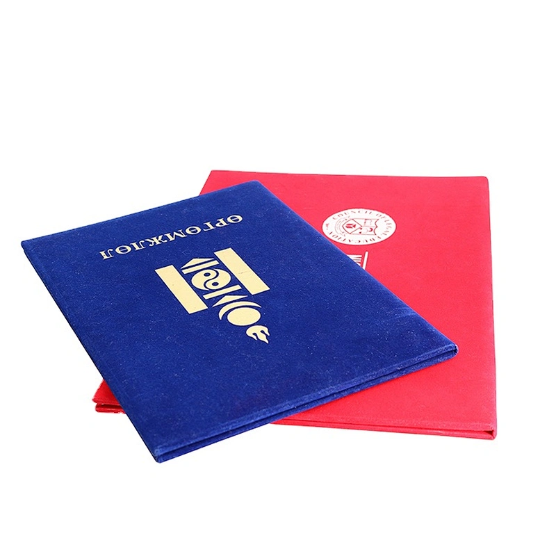 Beauty Royal Blue A4 Velvet custom diploma cover holder for Graduation Certificate