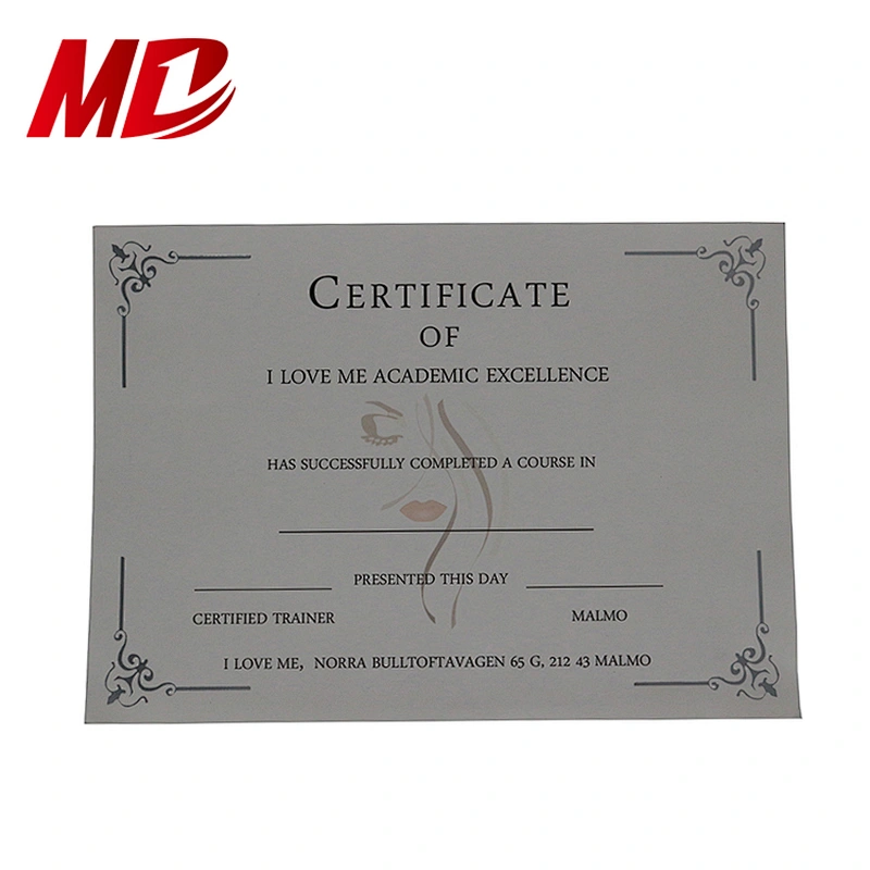 Customized 180GSM Sliver Foil Hot Stamping Award Degree Printing Certificate of A4 size