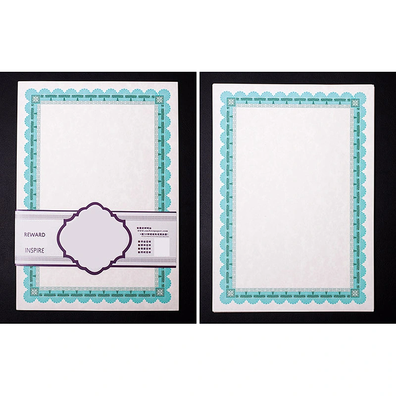 A4 size 210*297mm Lined Texture Art Paper Completion Certificate Printing in Hangzhou